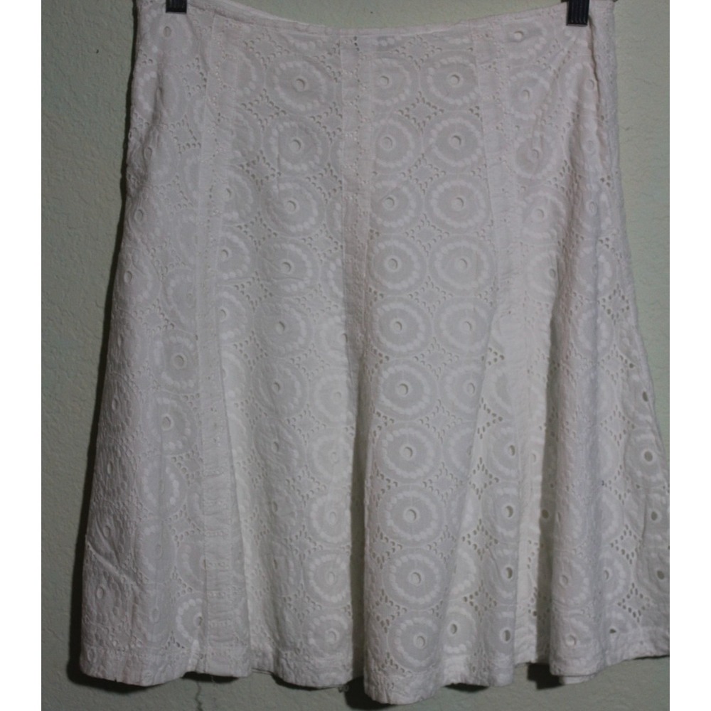 Cabi Skirt White Eyelet Lace Lined Whimsy Fairy Summer Resort Wear SZ Large - Picture 8 of 9